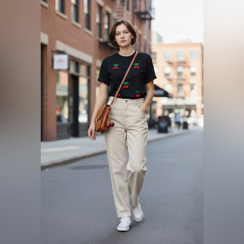 Eclectic Black Cherry T-Shirt + Bag Charm Set